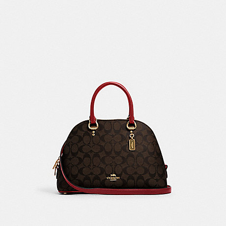COACH KATY SATCHEL IN SIGNATURE CANVAS - IM/BROWN 1941 RED - 2558