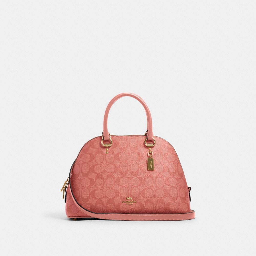 COACH KATY SATCHEL IN SIGNATURE CANVAS - IM/CANDY PINK - 2558