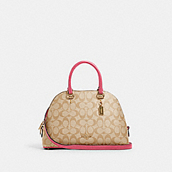 KATY SATCHEL IN SIGNATURE CANVAS - IM/LIGHT KHAKI/CONFETTI PINK - COACH 2558