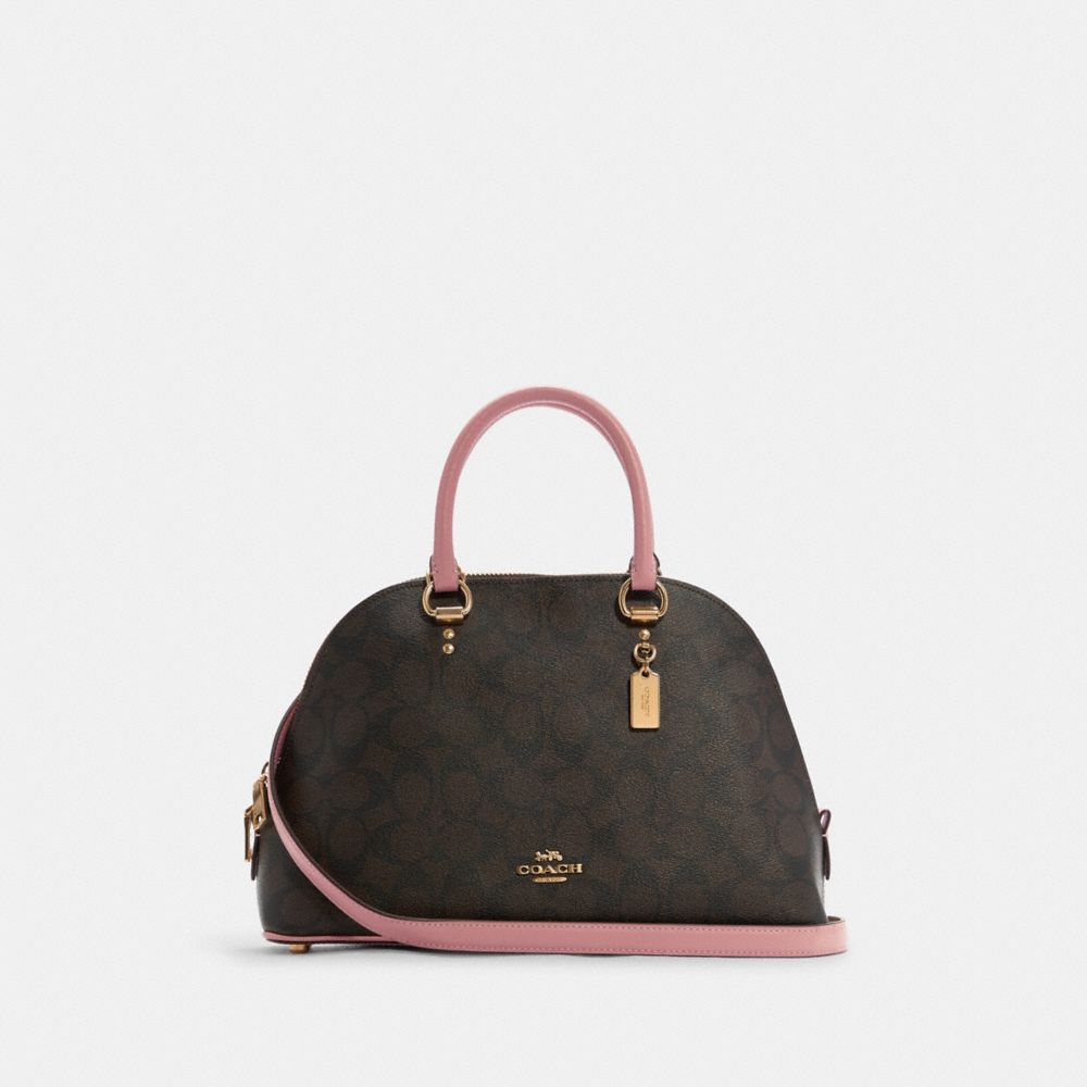 COACH 2558 Katy Satchel In Signature Canvas GOLD/BROWN-SHELL-PINK