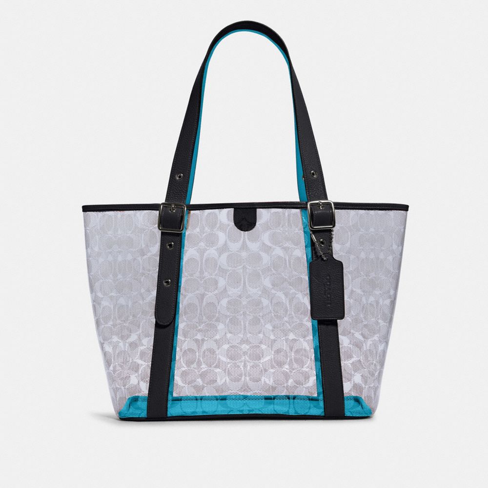 COACH 2564 Small Ferry Tote In Signature Clear Canvas SV/CLEAR/ MIDNIGHT