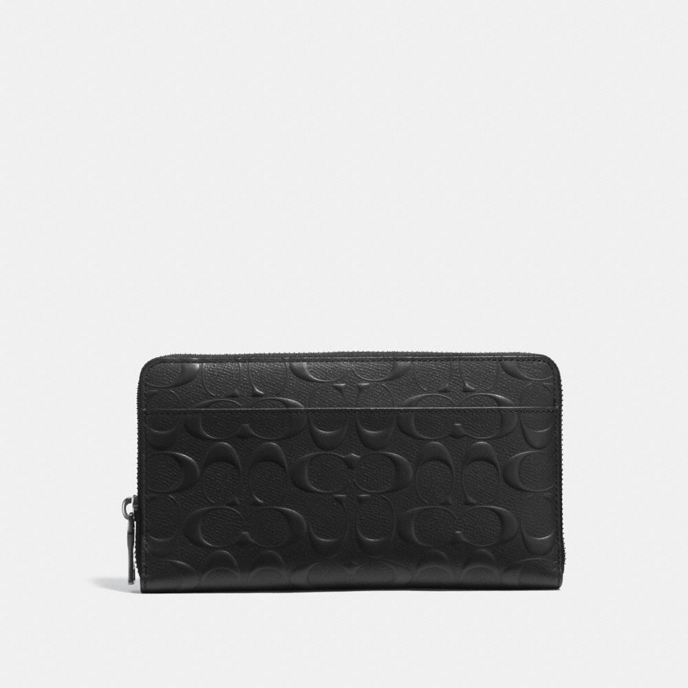 DOCUMENT WALLET IN SIGNATURE LEATHER - BLACK - COACH 25683