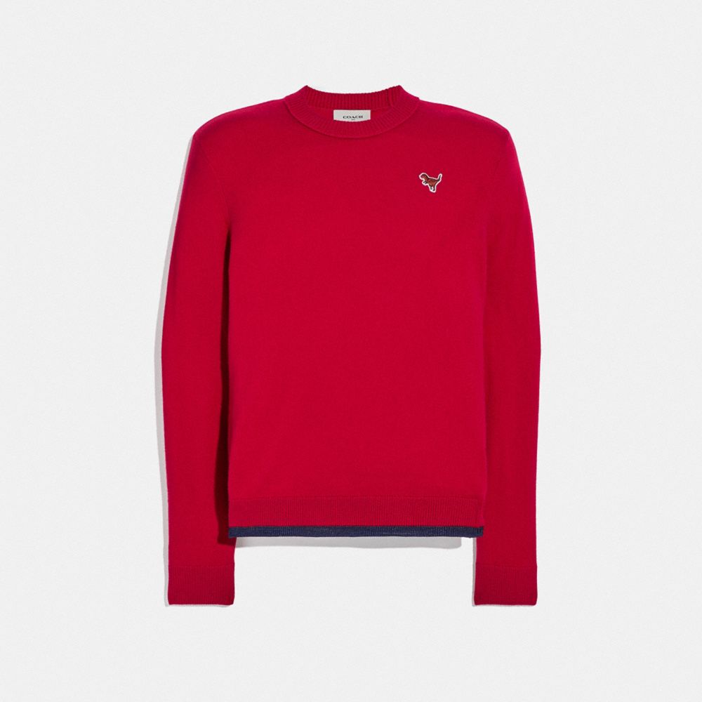 COACH 25760 Crewneck Sweater With Rexy Patch RED