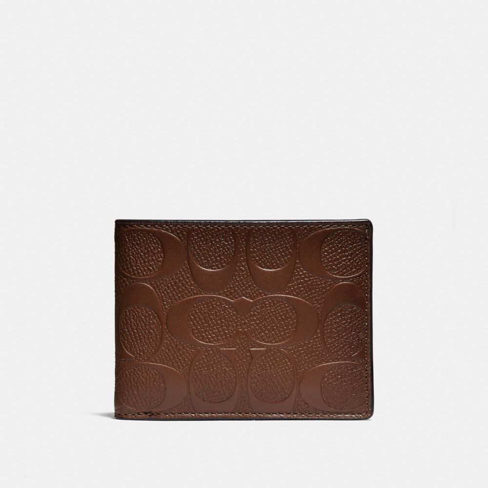 COACH SLIM BILLFOLD WALLET IN SIGNATURE LEATHER - SADDLE - 26003