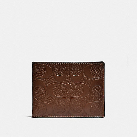 COACH 26003 SLIM BILLFOLD WALLET IN SIGNATURE LEATHER SADDLE