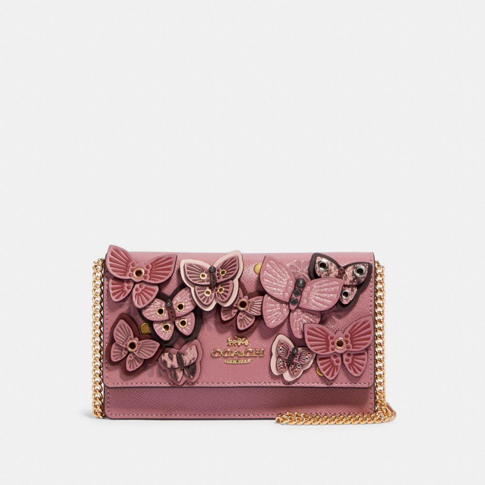 FLAP BELT BAG WITH BUTTERFLY APPLIQUE - 2606 - IM/ROSE MULTI