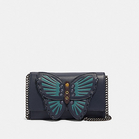 COACH FLAP BELT BAG WITH BUTTERFLY APPLIQUE - QB/MIDNIGHT - 2609