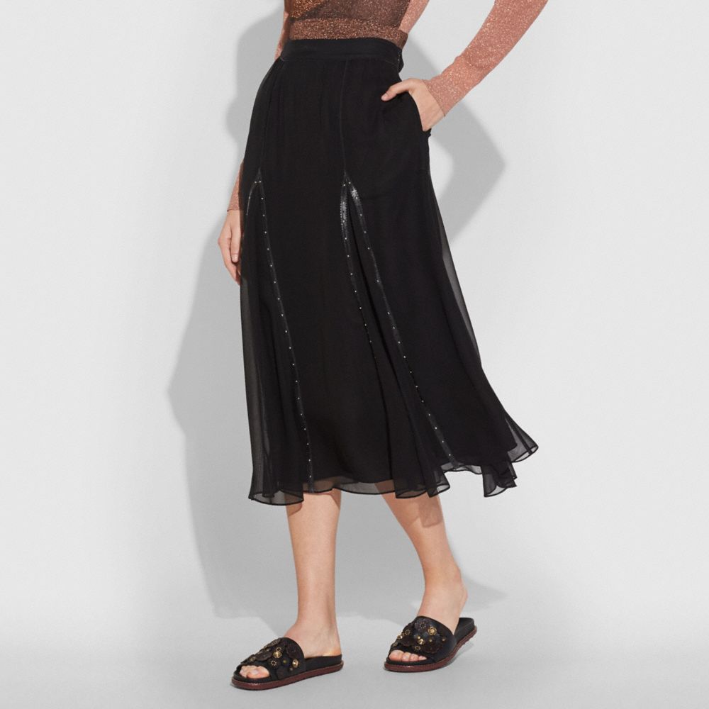 COACH 26229 PRAIRIE RIVETS LONG SKIRT BLACK