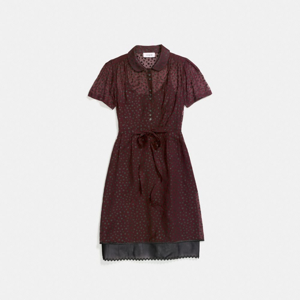 COACH 26233 Star Print Shirt Dress BURGUNDY