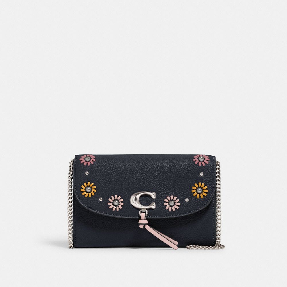 REMI CHAIN CROSSBODY WITH WHIPSTITCH DAISY APPLIQUE - 2626 - SV/MIDNIGHT