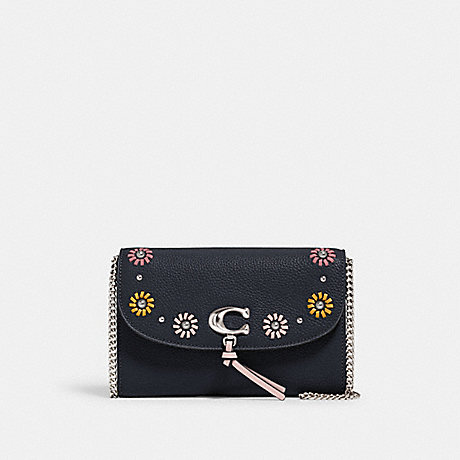 COACH 2626 REMI CHAIN CROSSBODY WITH WHIPSTITCH DAISY APPLIQUE SV/MIDNIGHT