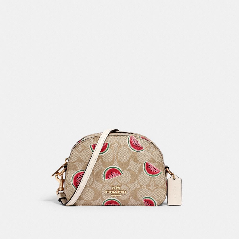 COACH 2627 Mini Serena Crossbody In Signature Canvas With Watermelon Print IM/LT KHAKI/RED MULTI