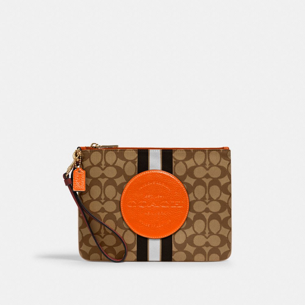 COACH 2633 - DEMPSEY GALLERY POUCH IN SIGNATURE JACQUARD WITH STRIPE AND COACH PATCH IM/KHAKI SUNBEAM MULTI