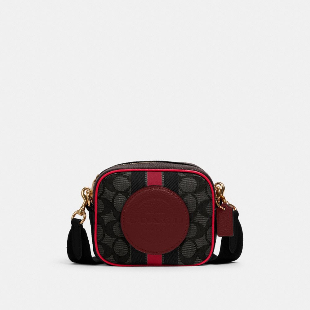 MINI DEMPSEY CAMERA BAG IN SIGNATURE JACQUARD WITH STRIPE AND COACH PATCH - 2635 - IM/BLACK WINE MULTI