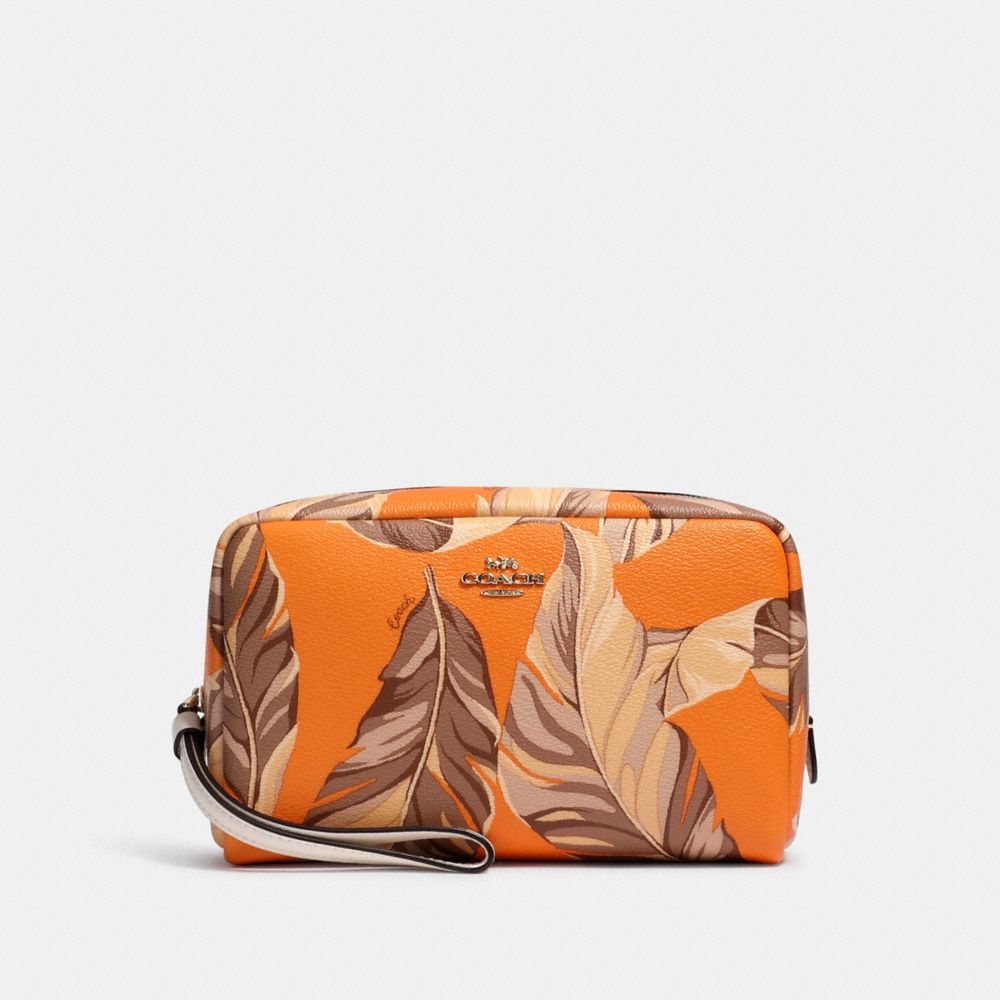 COACH 2638 BOXY COSMETIC CASE WITH BANANA LEAVES PRINT IM/REDWOOD SUNBEAM MULTI