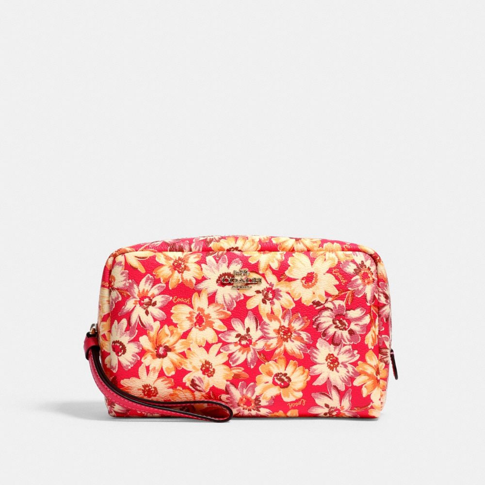 COACH 2639 BOXY COSMETIC CASE WITH VINTAGE DAISY SCRIPT PRINT IM/PINK MULTI