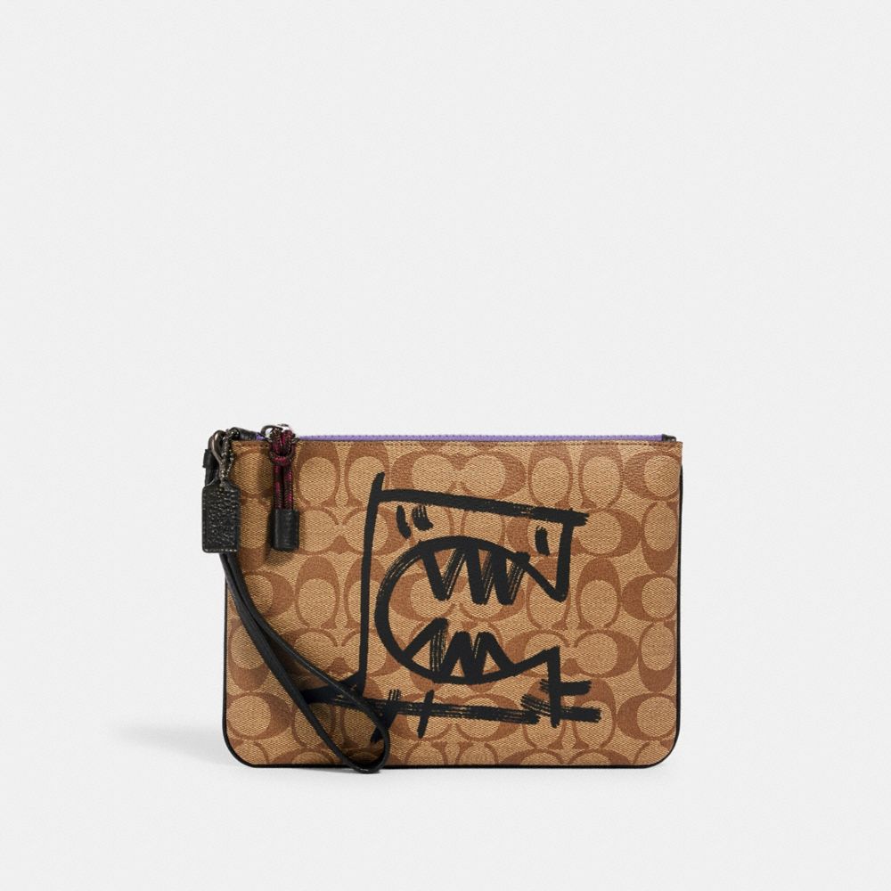 GALLERY POUCH IN SIGNATURE CANVAS WITH REXY BY GUANG YU - QB/KHAKI BLACK MULTI - COACH 2655