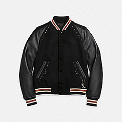 EMBELLISHED VARSITY JACKET - BLACK - COACH 26705