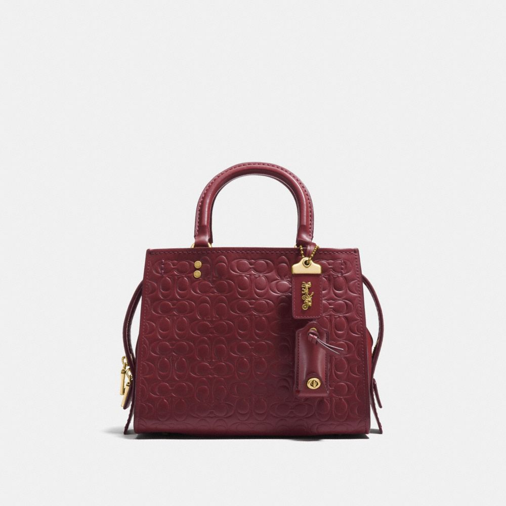 COACH 26839 - ROGUE 25 IN SIGNATURE LEATHER WITH FLORAL BOW PRINT INTERIOR OL/BORDEAUX