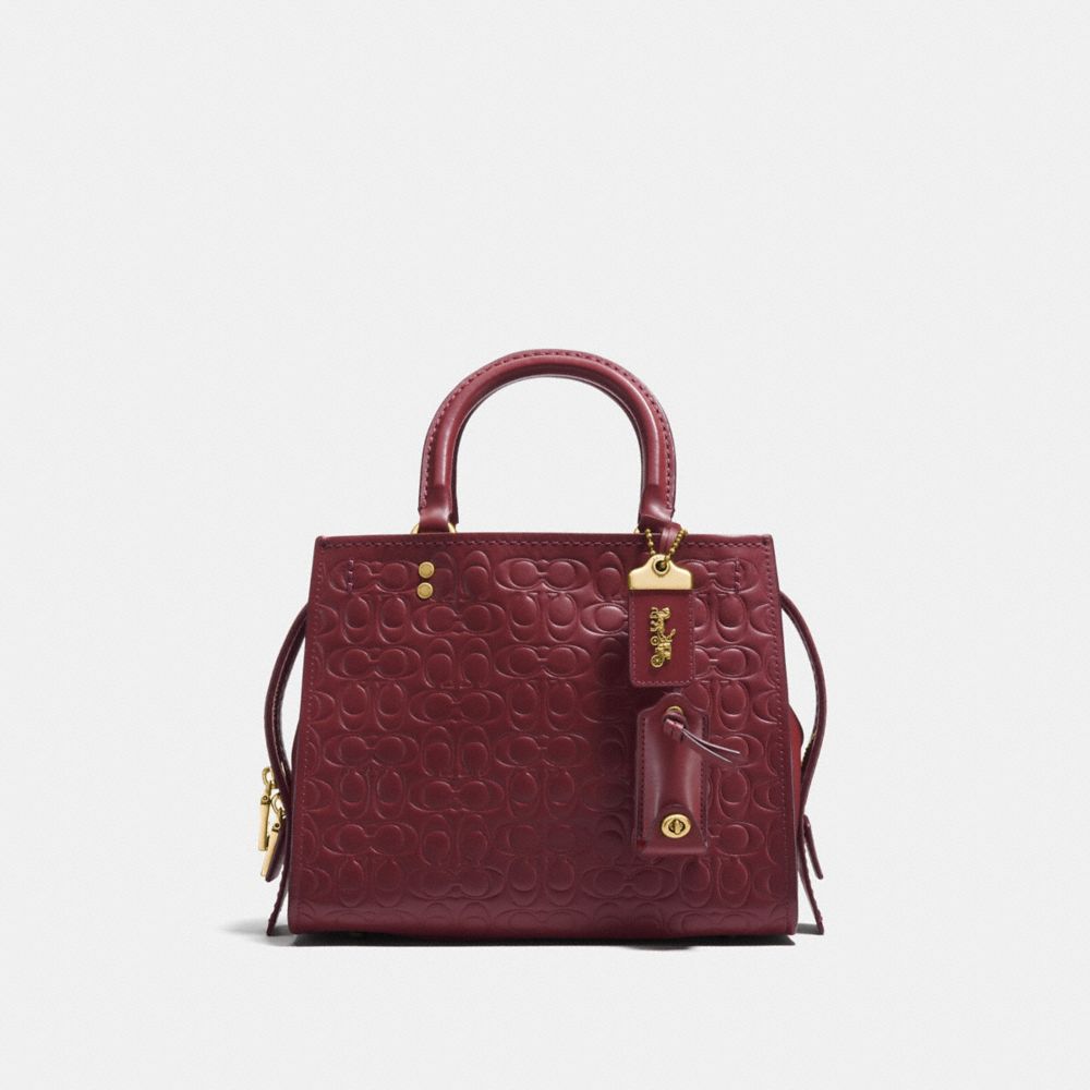 COACH 26839 ROGUE 25 IN SIGNATURE LEATHER WITH FLORAL BOW PRINT INTERIOR OL/BORDEAUX