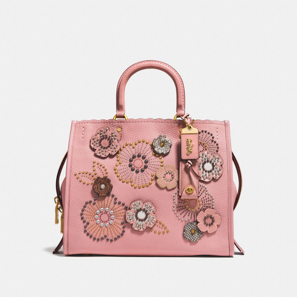 COACH 26890 ROGUE WITH SNAKESKIN TEA ROSE RIVETS OL/PEONY