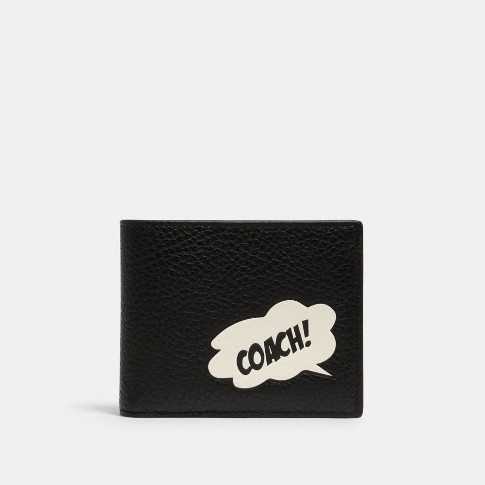 COACH â”‚ MARVEL 3-IN-1 WALLET WITH SIGNATURE CANVAS DETAIL AND COACH BUBBLE - 2699 - QB/CHARCOAL/BLACK