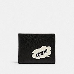 COACH │ MARVEL 3-IN-1 WALLET WITH SIGNATURE CANVAS DETAIL AND COACH BUBBLE - 2699 - QB/CHARCOAL/BLACK