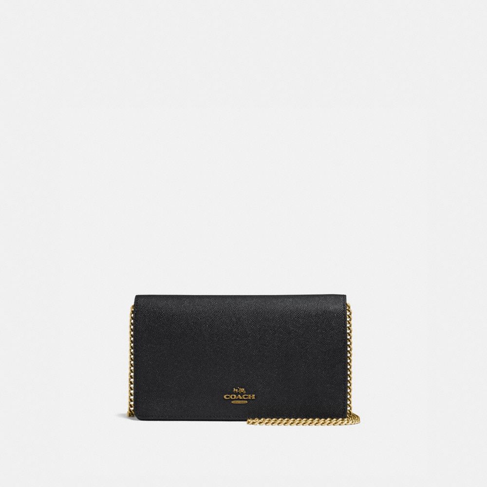 CALLIE FOLDOVER CHAIN CLUTCH - OL/BLACK - COACH 27084