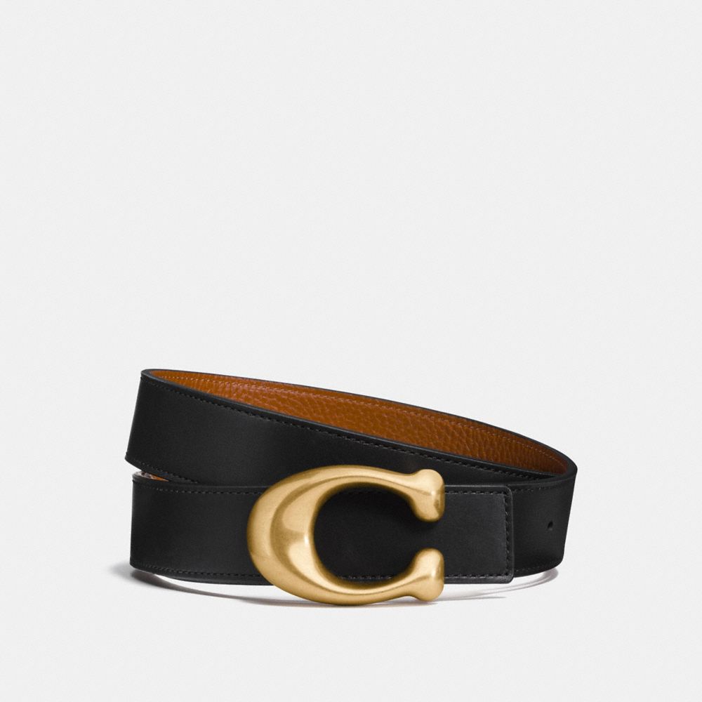 SCULPTED SIGNATURE REVERSIBLE BELT - 27099 - BLACK/1941 SADDLE