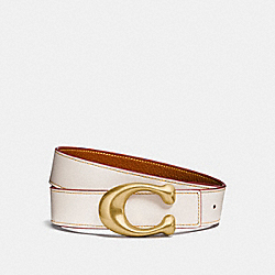 SCULPTED SIGNATURE REVERSIBLE BELT - CHALK/1941 SADDLE - COACH 27099