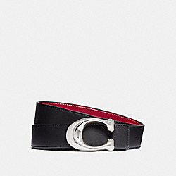 COACH SCULPTED SIGNATURE REVERSIBLE BELT - BLACK/1941 RED NICKEL - 27099