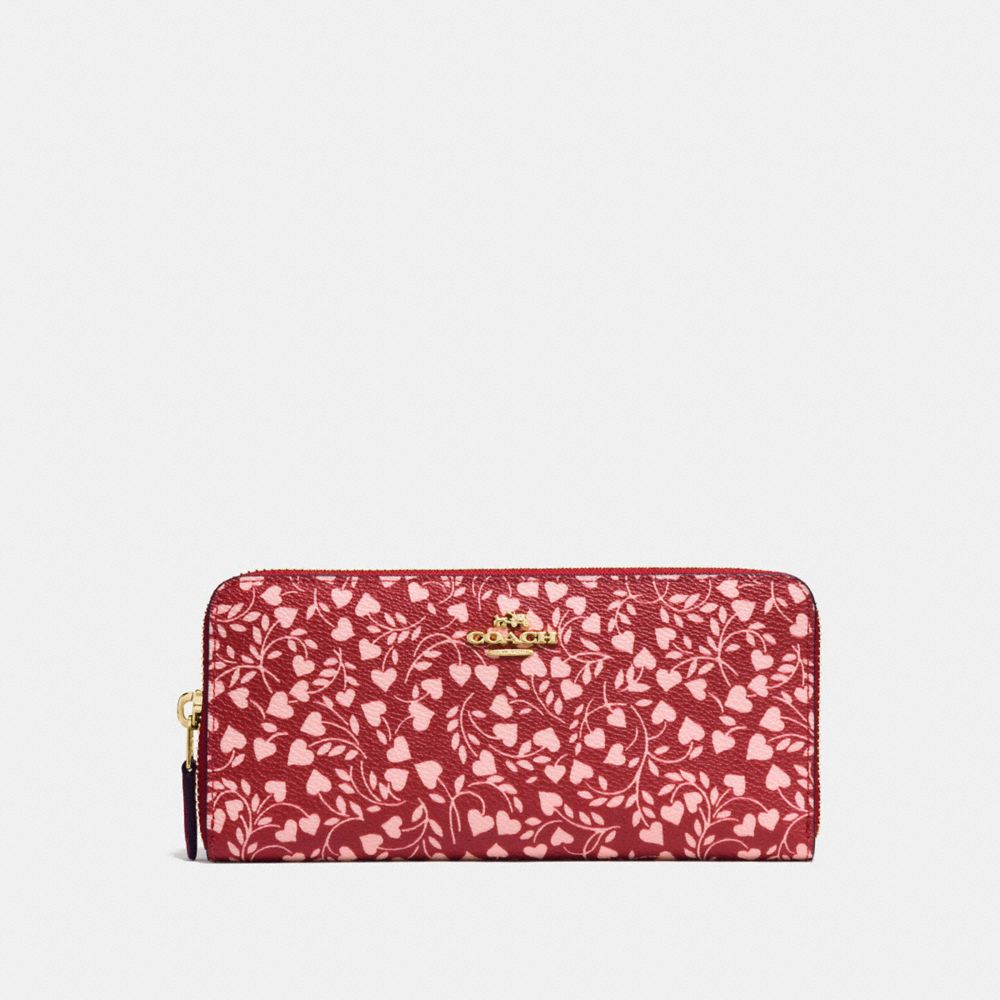 COACH 27111B Boxed Slim Accordion Zip Wallet With Love Leaf Print LI/LOVE LEAF