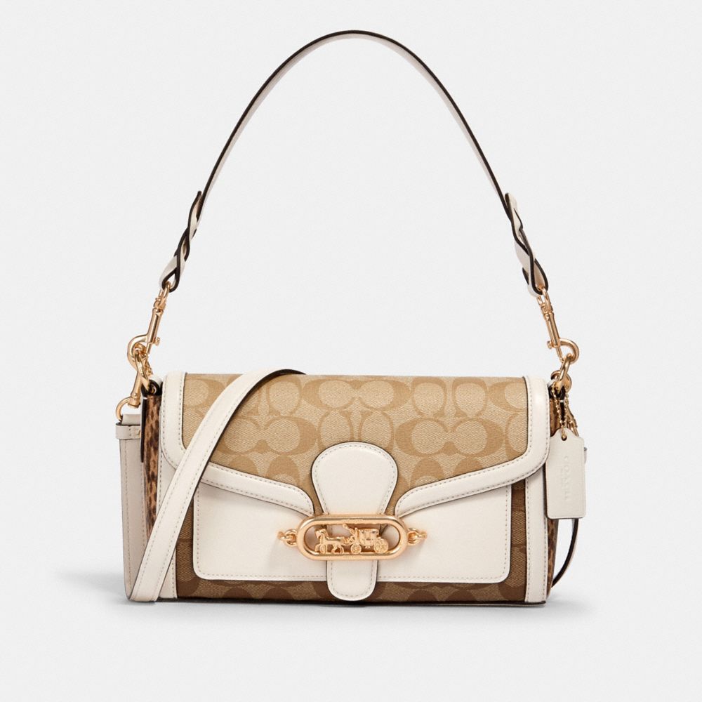 COACH JADE SHOULDER BAG IN BLOCKED SIGNATURE CANVAS - IM/KHAKI/ LIGHT KHAKI/ CHALK - 2723