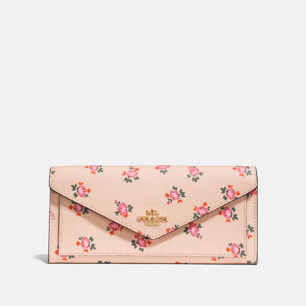 COACH 27280 SOFT WALLET WITH FLORAL BLOOM PRINT BEECHWOOD FLORAL BLOOM/LIGHT GOLD