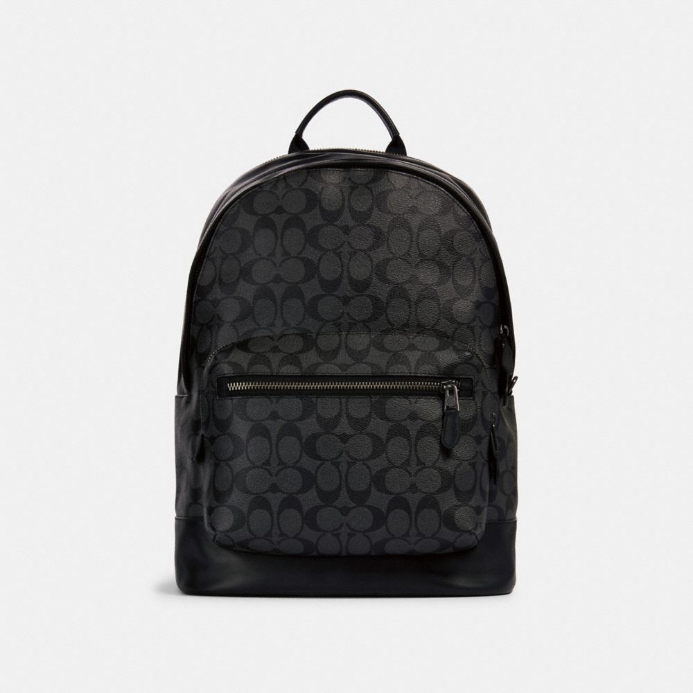 COACH 2736 - WEST BACKPACK IN SIGNATURE CANVAS QB/CHARCOAL BLACK