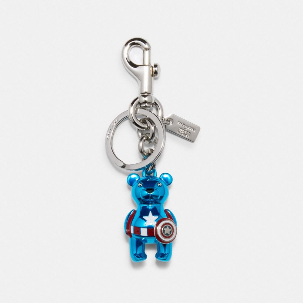 COACH â”‚ MARVEL CAPTAIN AMERICA BEAR BAG CHARM - 2755 - SV/MIDNIGHT NAVY/RED