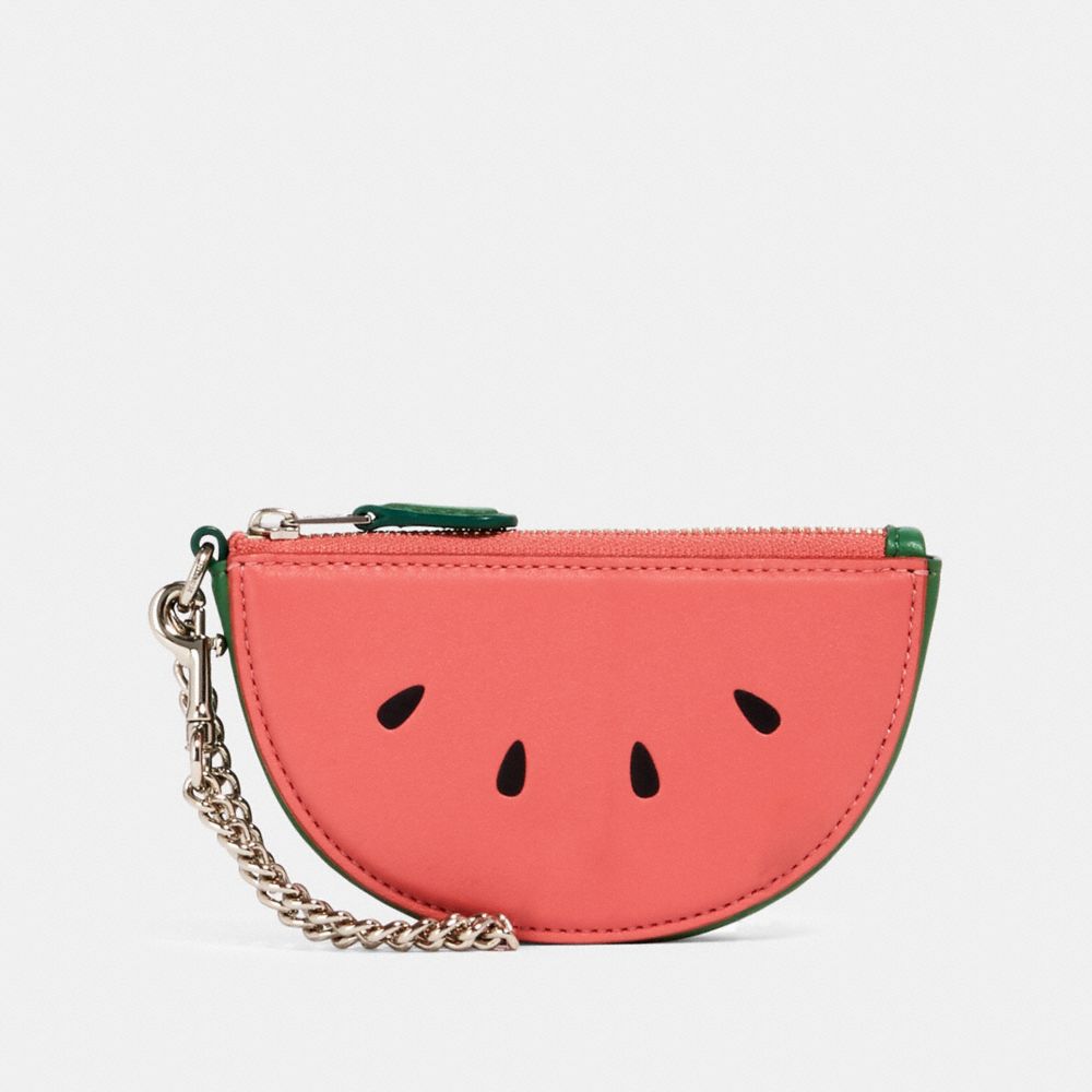 COACH 2761 Watermelon Slice Pouch Bag Charm SV/PINK LEMONADE