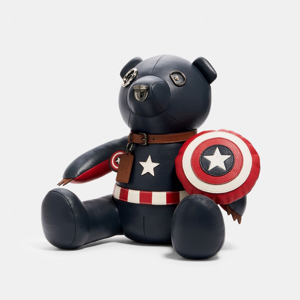 COACH â”‚ MARVEL CAPTAIN AMERICA COLLECTIBLE BEAR - 2768 - SV/MIDNIGHT NAVY/RED