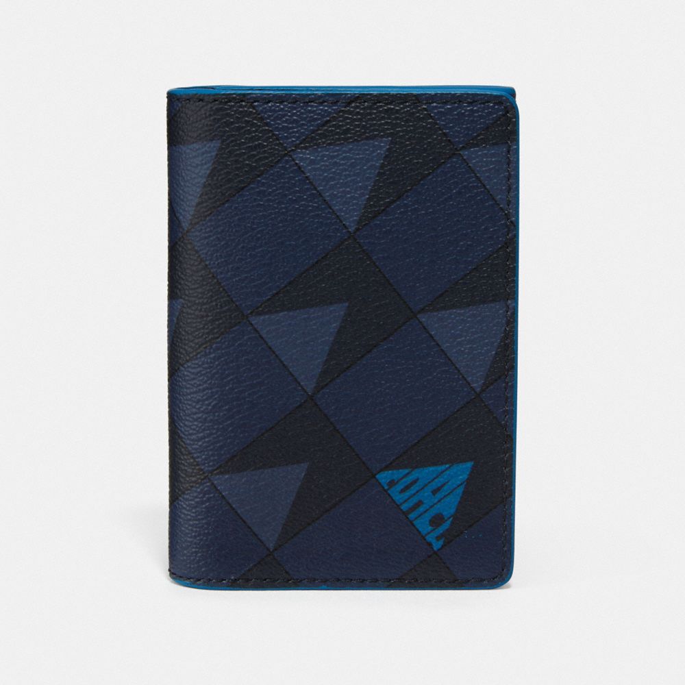 BUSINESS CARD CASE WITH CHECK GEO PRINT - QB/NAVY - COACH 2824