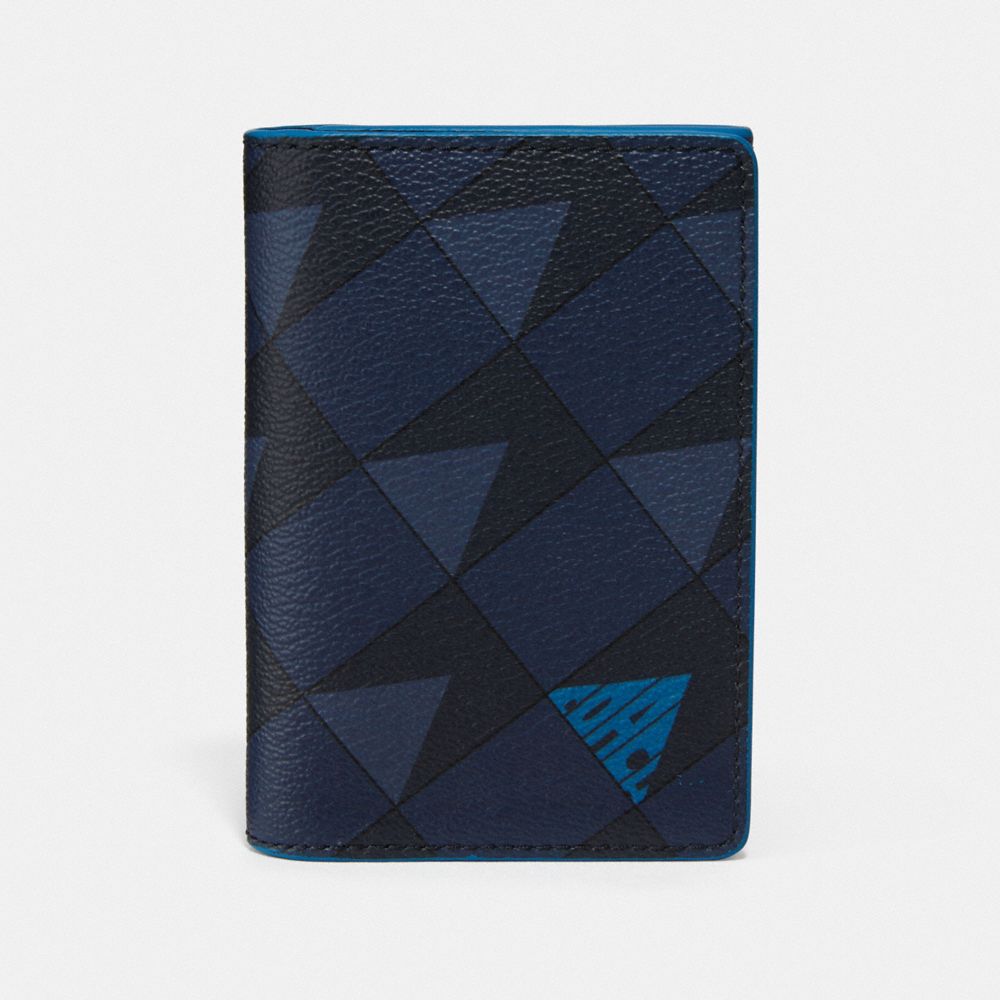 COACH 2824 - BUSINESS CARD CASE WITH CHECK GEO PRINT - QB/NAVY | COACH MEN