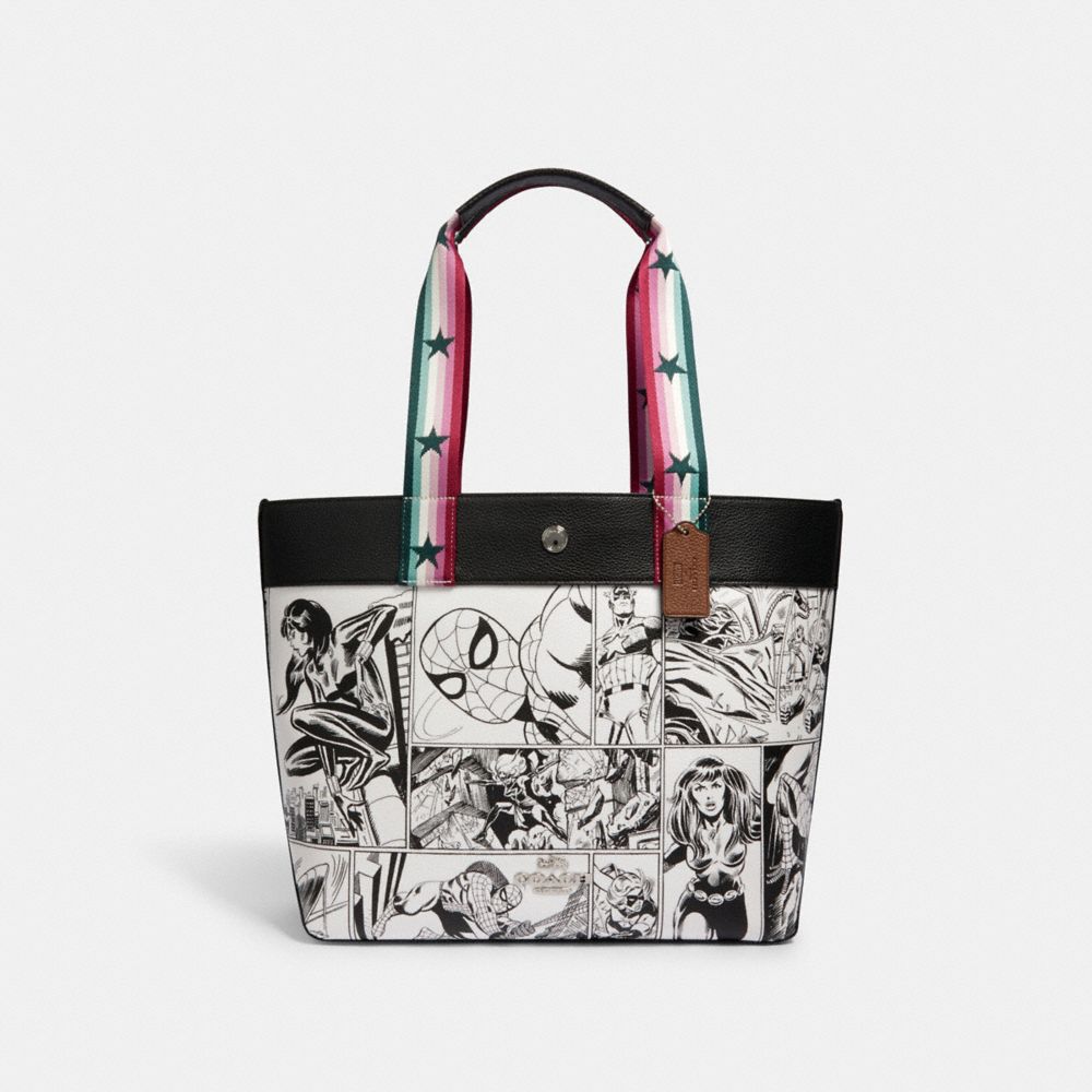 COACH 2835 Coach â”‚ Marvel Jes Tote With Comic Book Print SV/CHALK BLACK MULTI