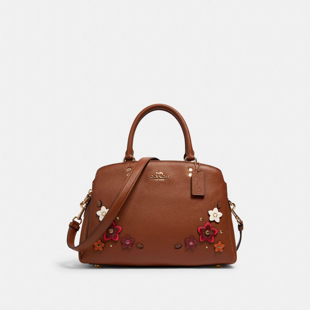 LILLIE CARRYALL WITH DAISY APPLIQUE - 2848 - IM/REDWOOD MULTI