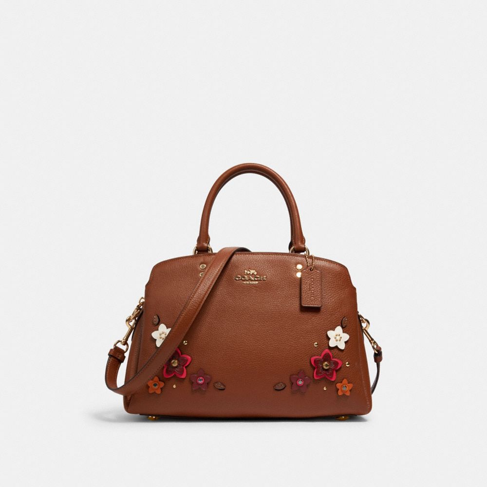 COACH 2848 LILLIE CARRYALL WITH DAISY APPLIQUE IM/REDWOOD MULTI