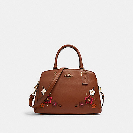 COACH 2848 LILLIE CARRYALL WITH DAISY APPLIQUE IM/REDWOOD MULTI