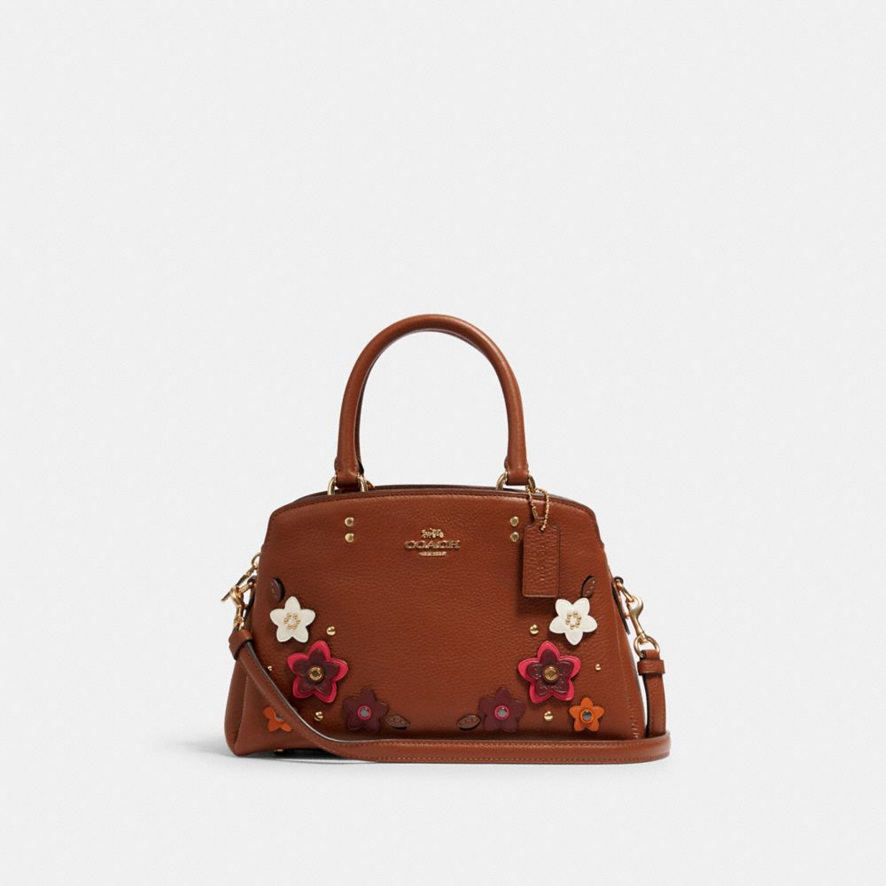 MINI LILLIE CARRYALL WITH DAISY APPLIQUE - 2849 - IM/REDWOOD MULTI