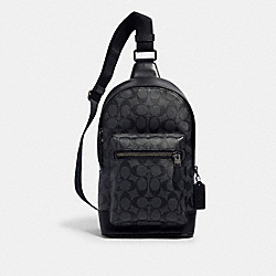 COACH 2853 - WEST PACK IN SIGNATURE CANVAS QB/CHARCOAL BLACK