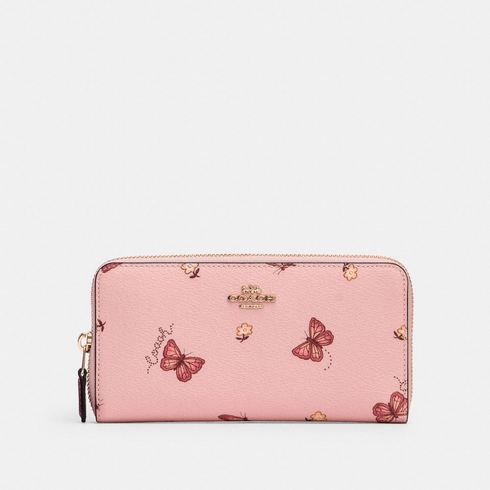 COACH 2857 Accordion Zip Wallet With Butterfly Print IM/BLOSSOM/ PINK MULTI