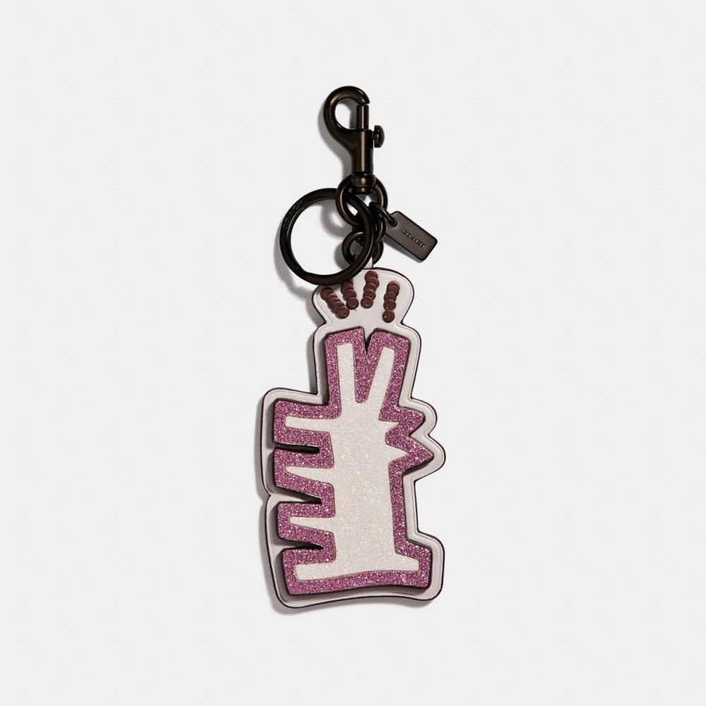 COACH 28593 Coach X Keith Haring Bag Charm ICE PINK/BLACK