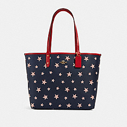 COACH 2860 Reversible City Tote With Americana Star Print IM/NAVY RED MULTI/TRUE RED