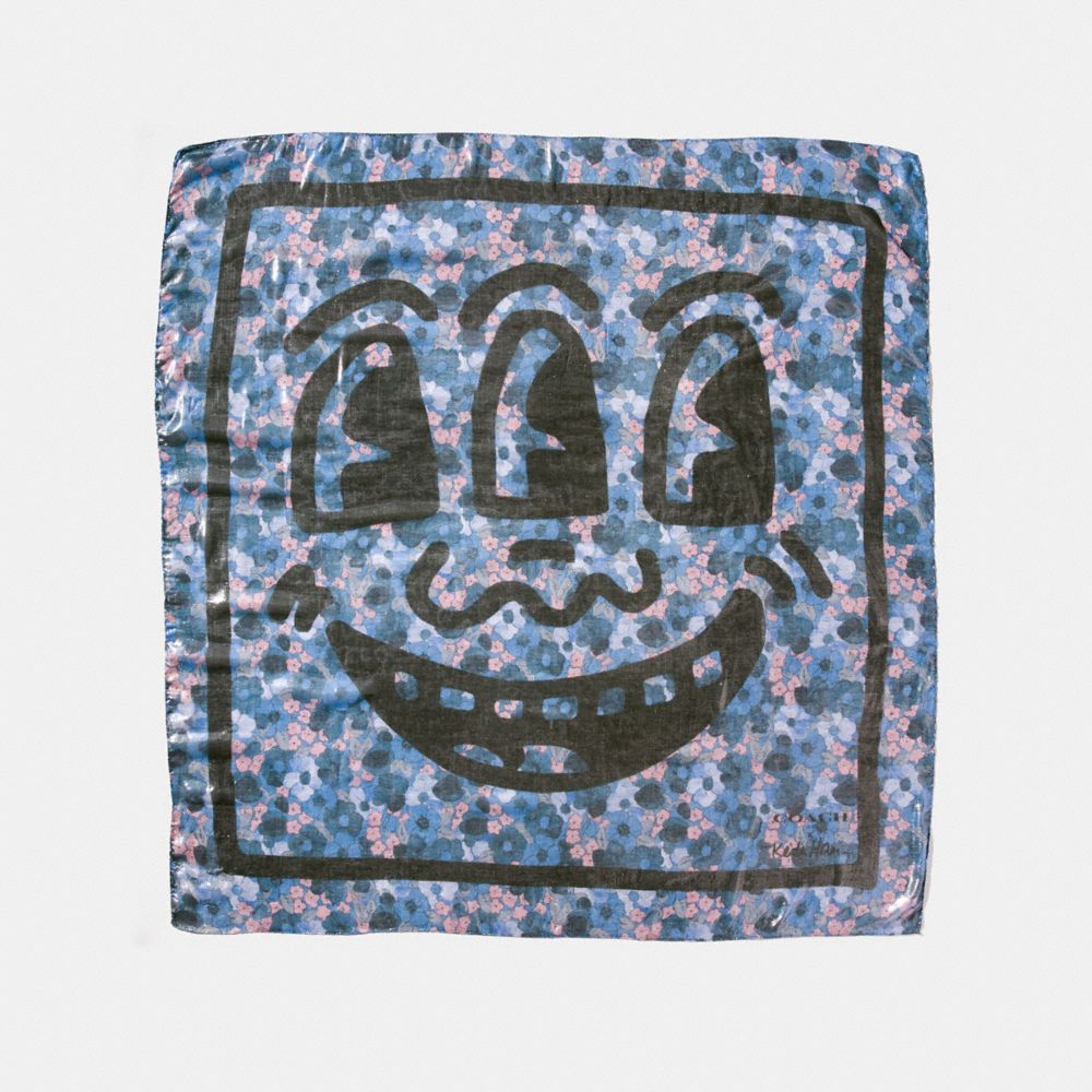 COACH X KEITH HARING SQUARE SCARF - 28618 - BLUE MULTI